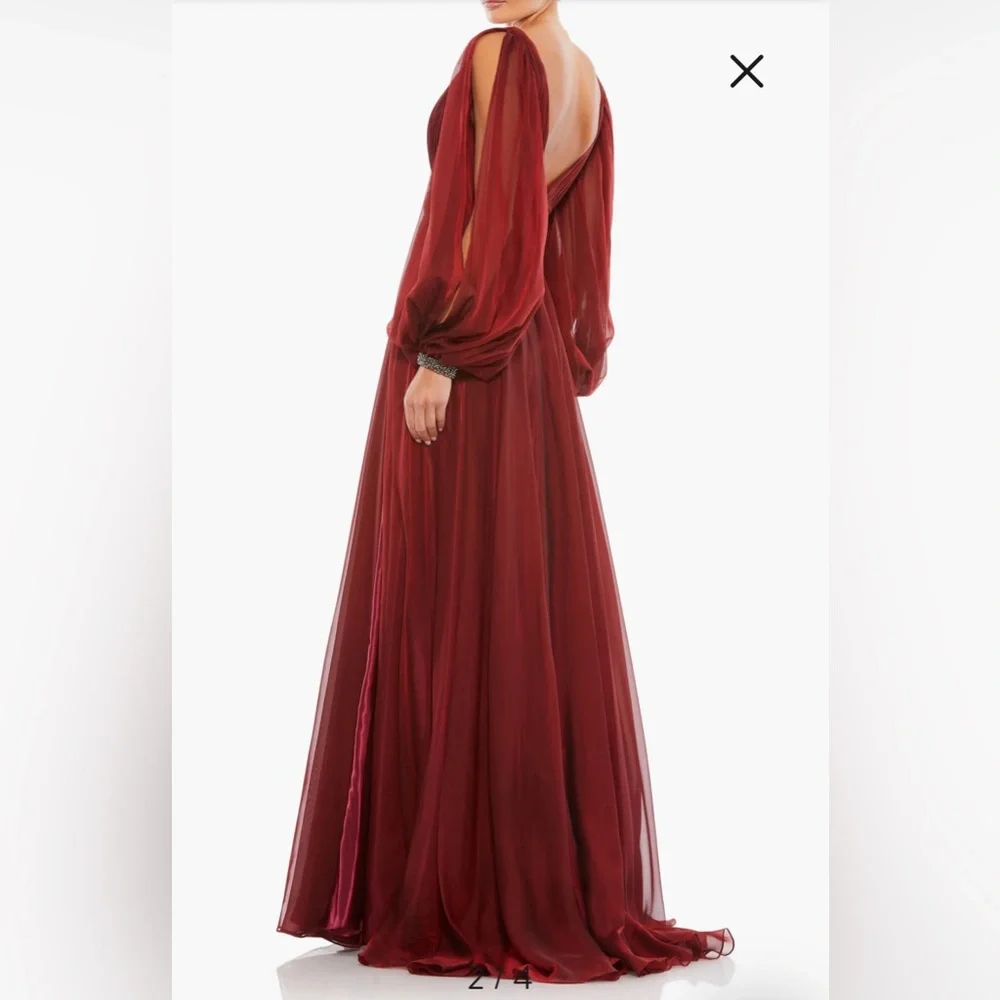 Mac Duggal Burgundy Red Maxi Evening Gown - Picture 5 of 10